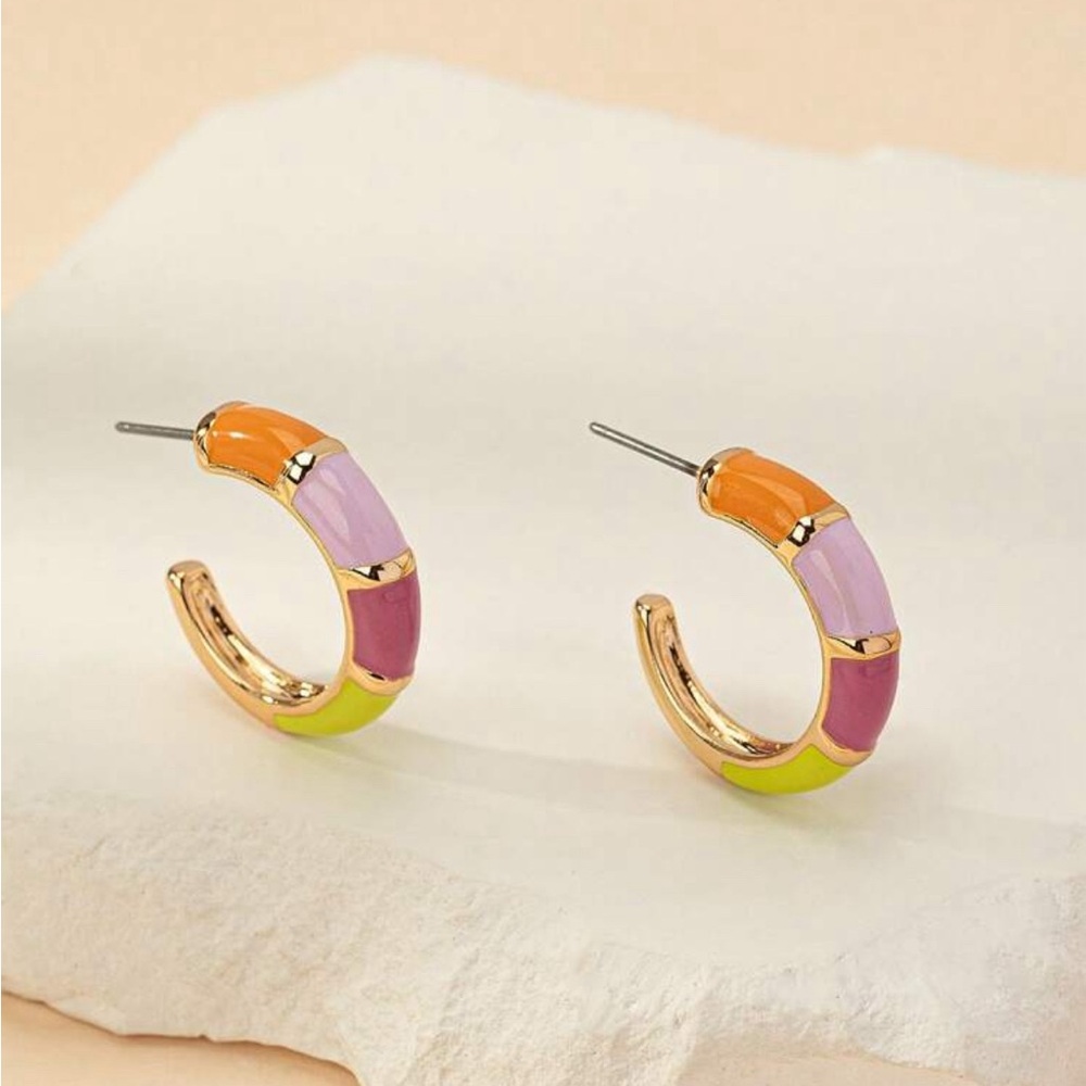 Colored Drip Glaze C-Shaped Earring multi color pastel earring
Elegant earrings